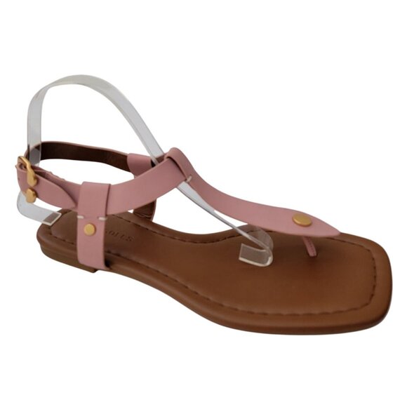 NWOT Aerosoles CARMINA Pink Leather Thong T-Strap Flat Sandals Women's 9M - Picture 2 of 10